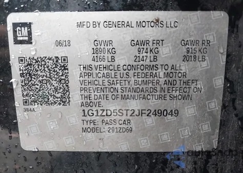 2018 Chevrolet Malibu Lt from USA, damaged, VIN 1G1ZD5ST2JF249049